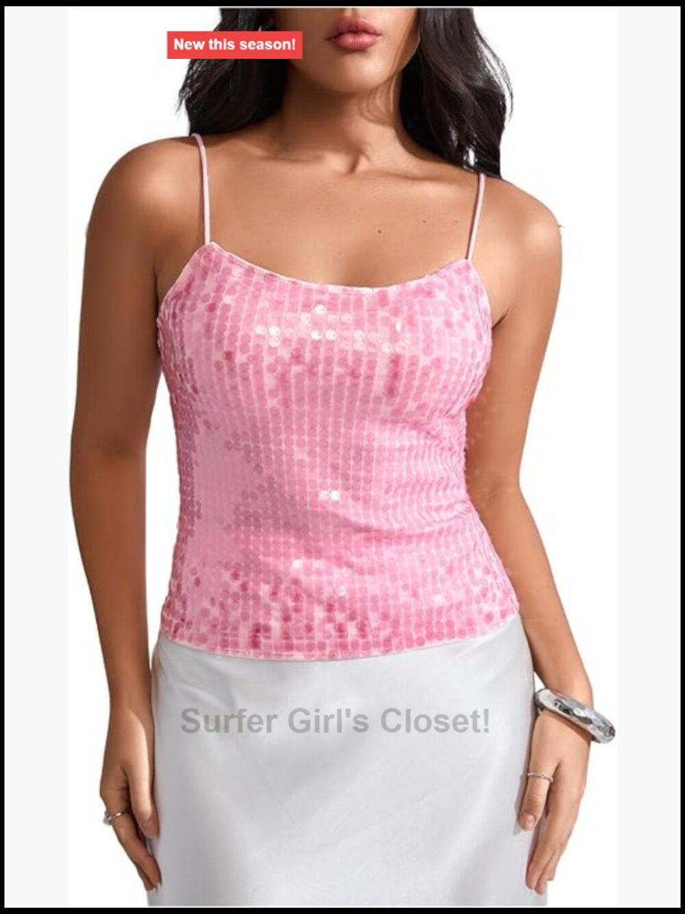 Sequin Cami Top Sleeveless Backless Sparkly Tank Top Clubwear